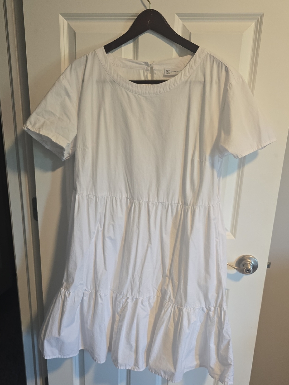 White Tiered Short Sleeve Dress